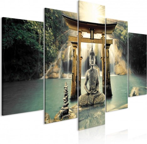 decomonkey-bilder-buddha-5-teilig-wandbild-big-0