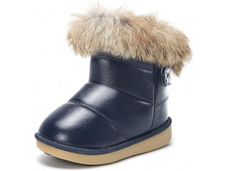Winterschuhe Mädchen Warm Gefütterte Winterstiefel Kinder Stiefeletten Wasserdichte Schneestiefel Weichsohlen Schlupfstiefel