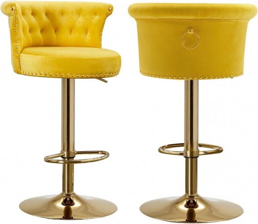 moderne-hohe-esszimmer-hocker-stuhl-mit-gold-nailhead-fur-kucheninsel-cafe-pubgelb-big-0
