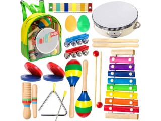 Stoie's Musikinstrumente Set für Kleinkinder, Vorschulkinder, Kinder Holzschlaginstrumente für Spiel und Rhythmus, Xylophon