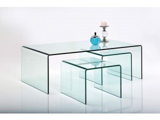 Kare Design Couchtisch Glas Clear Club 3er Set, Glastisch Wohnzimmer, Beistelltisch Glas, Designer Tisch,