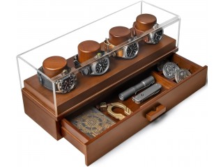 Holz Herrenuhrenkasten Uhrenbox Organizer für Männer Uhrenboxen - Display und Schublade für Accessoires